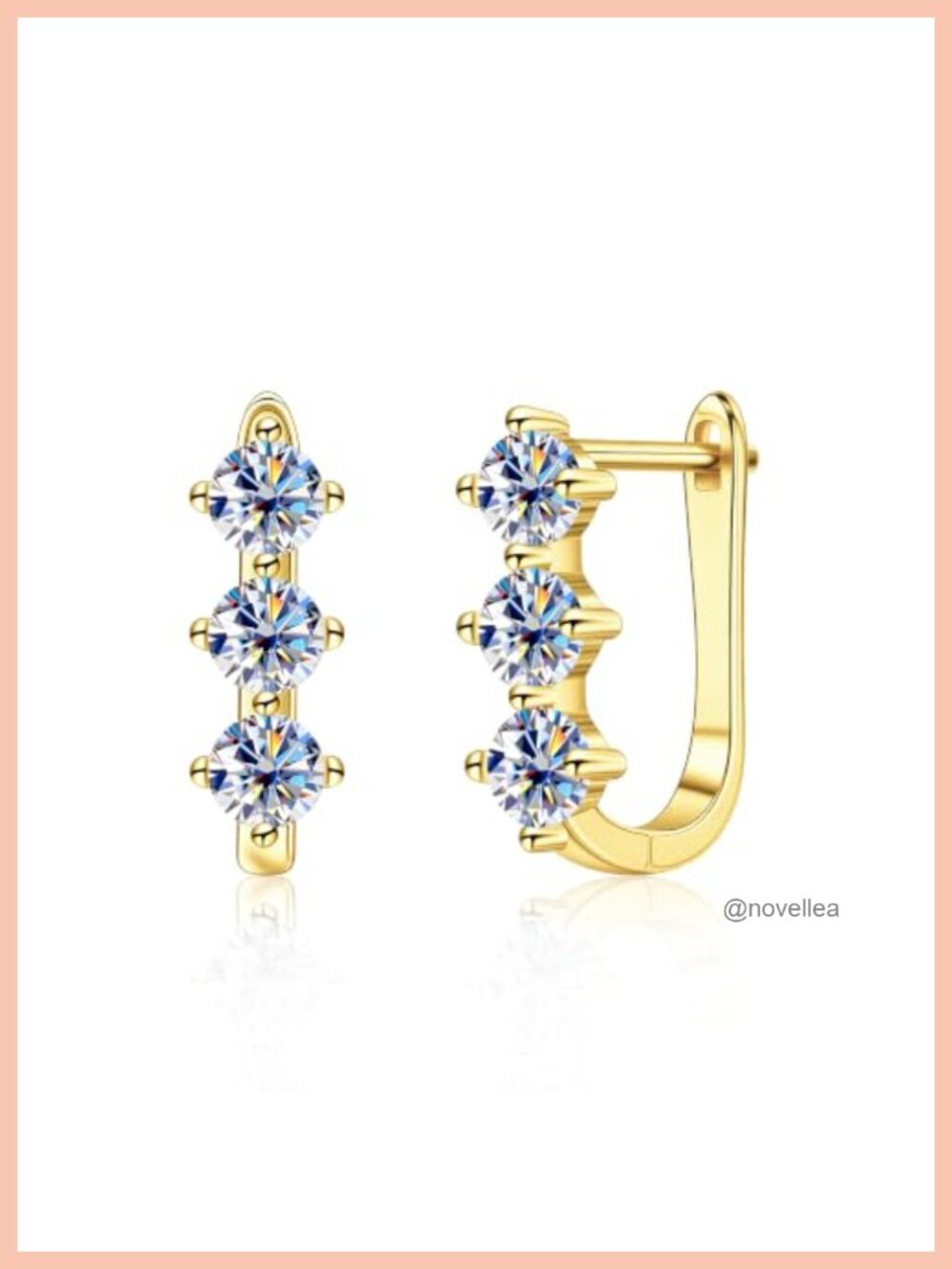 Gold Moissanite Small Huggie Hoop Earrings for Women 1.8ct Fine Jewelry Gift